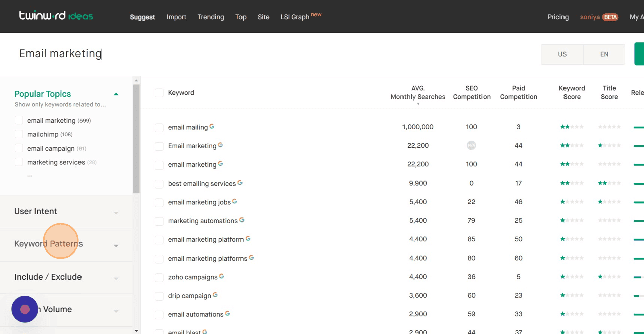 Filter by Keyword Patterns